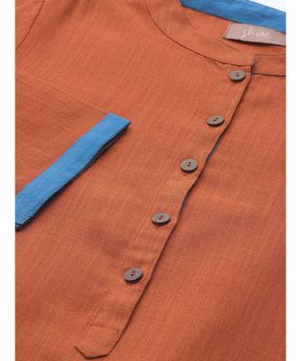 Rust Kurta and Pants With Floral Chiffon Dupatta 5