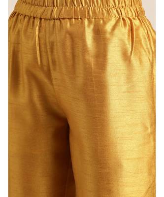 Mustard Mukaish Work Kurta With Pencil Pants 5