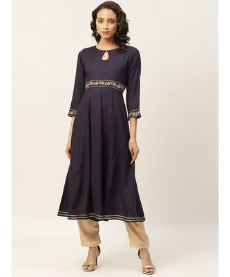Navy Embroidered Waist Anarkali Kurta 1