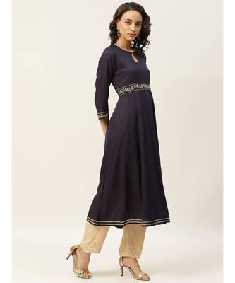 Navy Embroidered Waist Anarkali Kurta 2