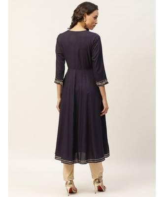 Navy Embroidered Waist Anarkali Kurta 3