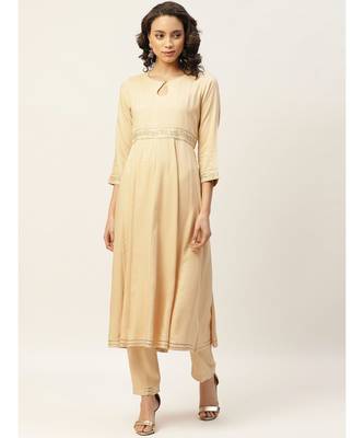Beige Embroidered Waist Anarkali Kurta 1