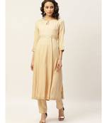 Beige Embroidered Waist Anarkali Kurta