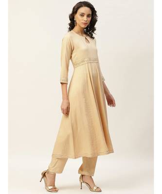 Beige Embroidered Waist Anarkali Kurta 2