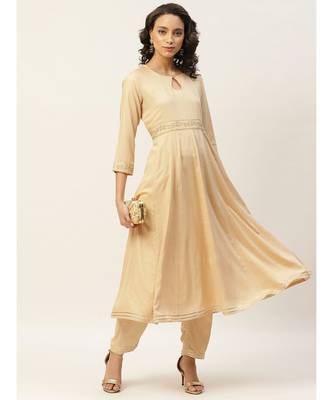 Beige Embroidered Waist Anarkali Kurta 4