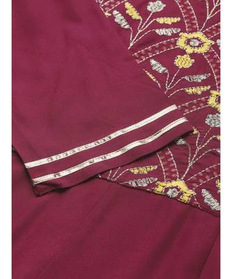 Burgundy Floral Embroidery Anarkali Kurta 5