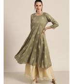 Olive Chakra Foil Anarkali Kurta