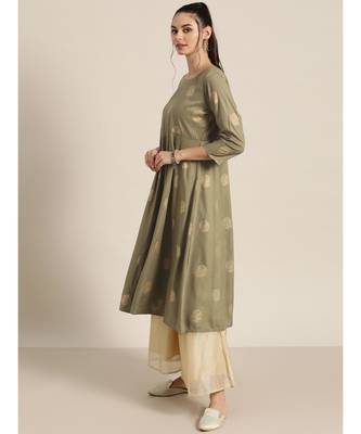 Olive Chakra Foil Anarkali Kurta 2