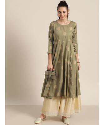 Olive Chakra Foil Anarkali Kurta 4