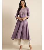 Lavender Hand Work Embroidery Anarkali Kurta