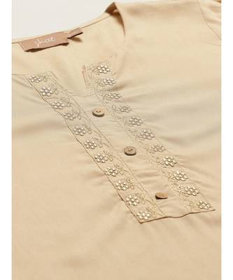 Beige Zari Embroidery Kurta With Pants & Chiffon Dupatta 5