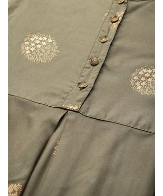 Olive Foil High Low Kurta With   Pants 5
