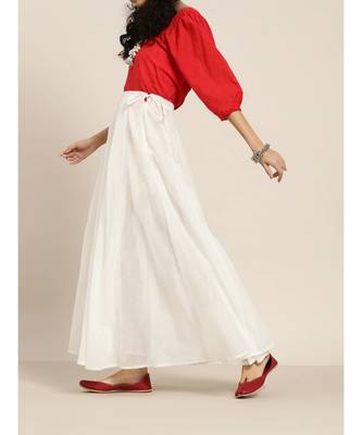White Zari Tassels Anarkali Skirt 2
