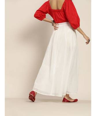 White Zari Tassels Anarkali Skirt 3