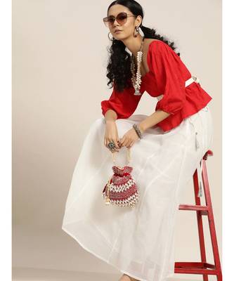 White Zari Tassels Anarkali Skirt 4