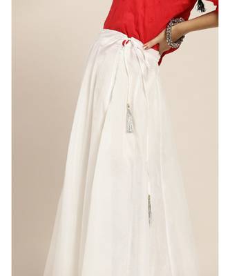 White Zari Tassels Anarkali Skirt 5