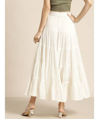 Off White Crinkled Tiered Skirt 3