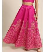 Fuchsia Foil Print Anarkali Skirt