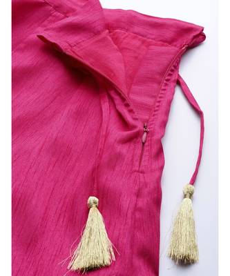 Fuchsia Foil Print Anarkali Skirt 6
