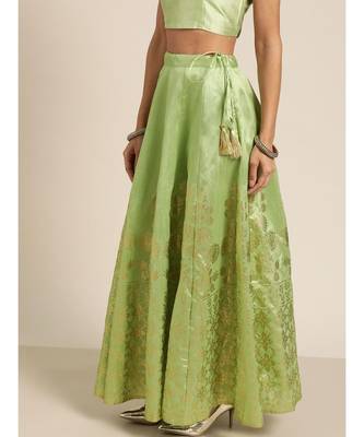 Mint Green Foil Print Anarkali Skirt 2