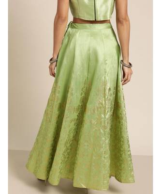 Mint Green Foil Print Anarkali Skirt 3