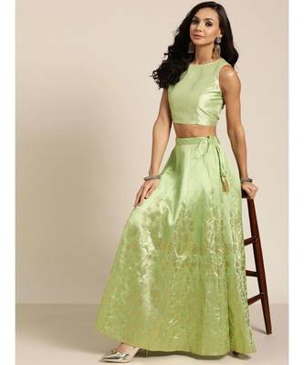 Mint Green Foil Print Anarkali Skirt 4
