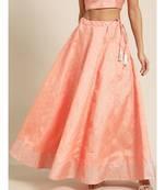 Peach Silver Foil Anarkali Skirt
