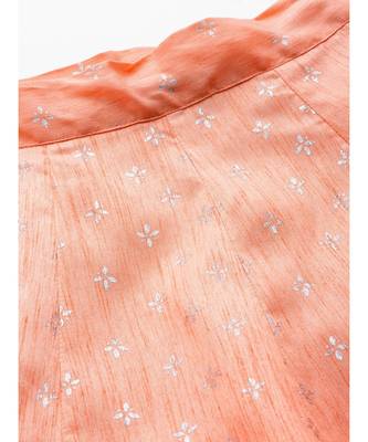 Peach Silver Foil Anarkali Skirt 5