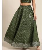 Dark Green Silver Foil Anarkali Skirt