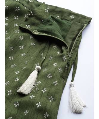Dark Green Silver Foil Anarkali Skirt 6