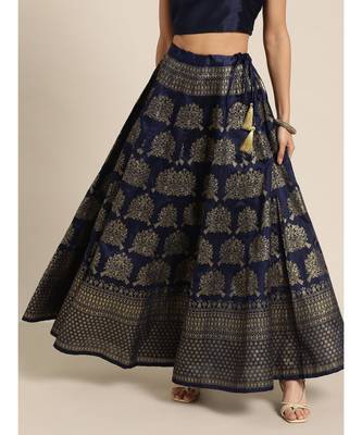 Navy Kali Foil Print Anarkali Skirt 1
