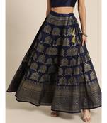 Navy Kali Foil Print Anarkali Skirt