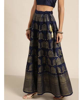 Navy Kali Foil Print Anarkali Skirt 2