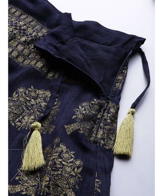 Navy Kali Foil Print Anarkali Skirt 6