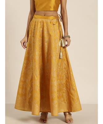 Mustard Kali Foil Print Anarkali Skirt 1