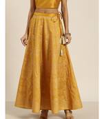 Mustard Kali Foil Print Anarkali Skirt