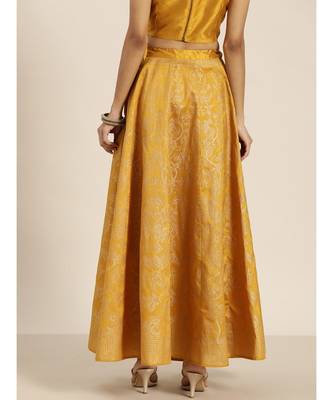 Mustard Kali Foil Print Anarkali Skirt 3