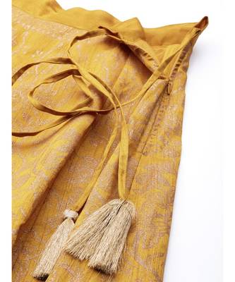 Mustard Kali Foil Print Anarkali Skirt 5