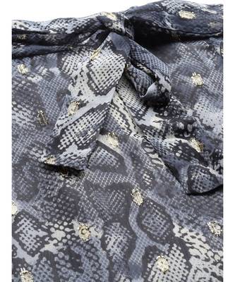 Grey Animal Lurex Print Front Belted Skirt 5