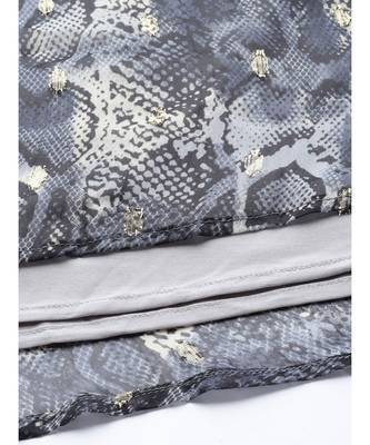 Grey Animal Lurex Print Front Belted Skirt 6
