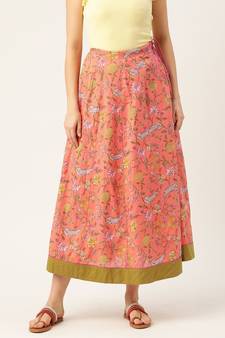 Peach Floral Anarkali Skirt