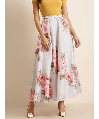 Nude Floral Anarkali Skirt 1