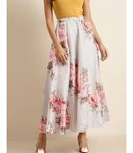 Nude Floral Anarkali Skirt