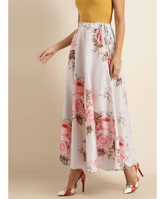Nude Floral Anarkali Skirt 2
