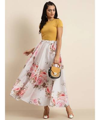 Nude Floral Anarkali Skirt 4