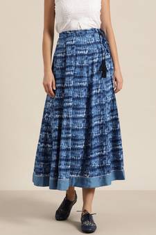 Navy Shibori Print Anarkali Skirt
