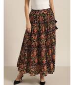 Black Floral Tiered Skirt