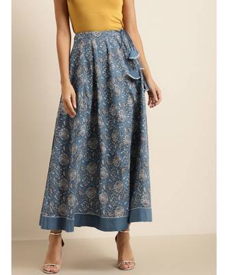 Blue  Floral Anarkali Skirt 1