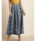 Blue  Floral Anarkali Skirt