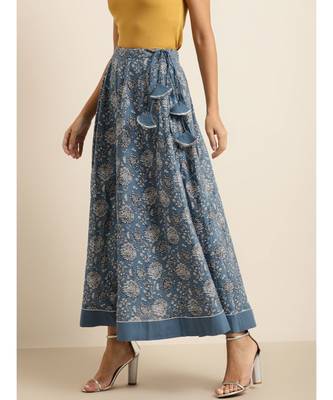 Blue  Floral Anarkali Skirt 2